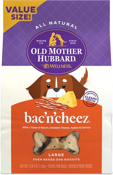 Old Mother Hubbard Classic Bac'N'Cheez Biscuits Baked Dog Treats, Large, 3.3-lb bag slide 1 of 10