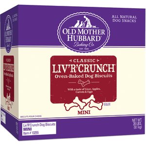 Old Mother Hubbard Classic Liv'R'Crunch Biscuits Mini Baked Dog Treats, 20-lb box