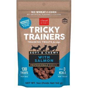 Cloud Star Chewy Tricky Trainers Salmon Flavor Dog Treats, 5-oz bag