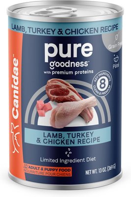 CANIDAE PURE All Stages Grain-Free Limited Ingredient Lamb, Turkey & Chicken Recipe Canned Dog Food, 13-oz, slide 1 of 1