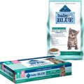 Blue Buffalo Baby BLUE Healthy Growth Formula Grain Free High Protein, Natural Kitten Dry Cat Food, Chicken and Pea Recipe 2-lb + Pate Wet Food Variety Pack, Chicken, Salmon