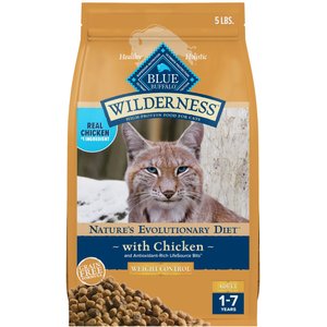 Blue Buffalo Wilderness Weight Control Chicken Recipe Grain-Free Dry Cat Food, 5-lb bag