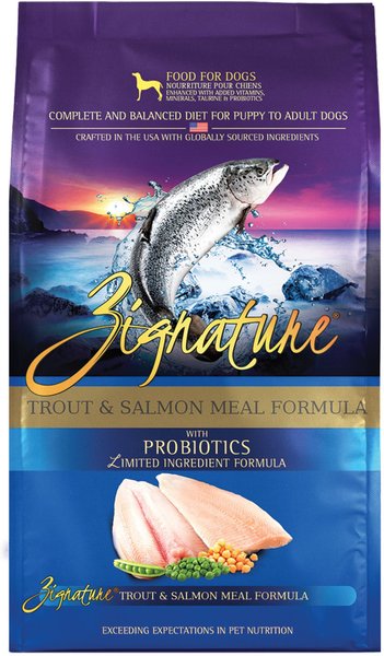 Zignature Limited Ingredient Formula Grain-Free Trout & Salmon Meal Dry Dog Food, 12.5-lb bag slide 1 of 11