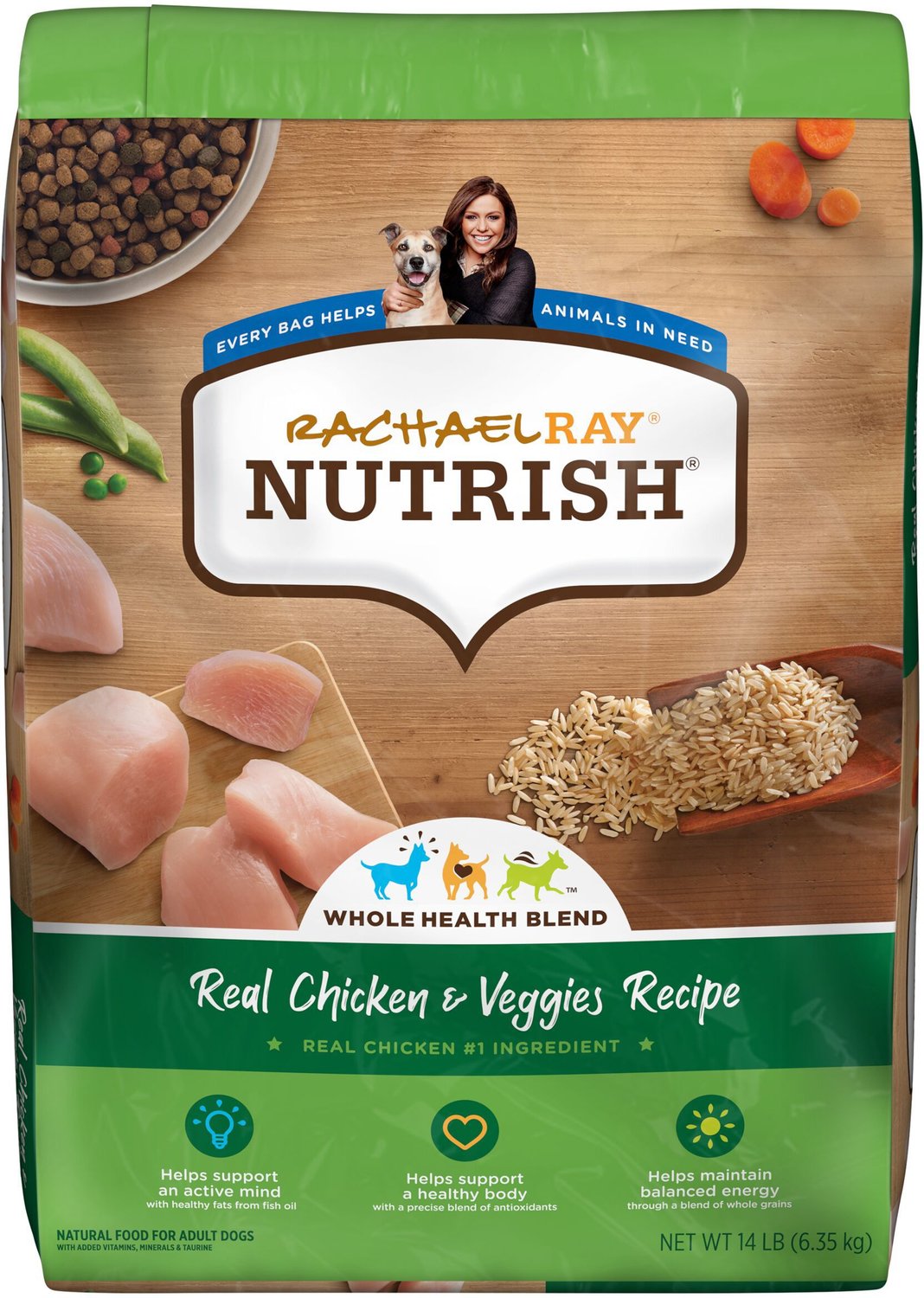 RACHAEL RAY NUTRISH Natural Chicken & Veggies Recipe Dry Dog Food, 14