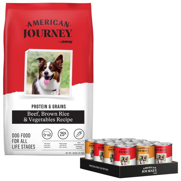 American Journey Active Life Formula Poultry & Beef Variety Pack Canned Dog Food + Beef, Brown Rice & Vegetables Recipe Dry Food slide 1 of 9