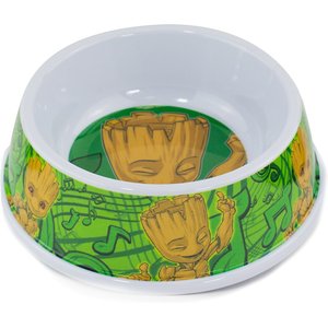 Buckle-Down Groot Happy Pose Groot Poses Music Notes Dog Bowls, Green, 16-oz