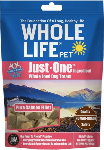 Whole Life Just One Ingredient Pure Salmon Fillet Freeze-Dried Dog Treats, 2-oz bag slide 1 of 10