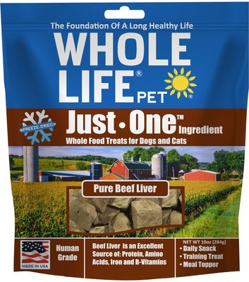 Whole Life Just One Ingredient Pure Beef Liver Freeze-Dried Dog & Cat Treats, slide 1 of 1