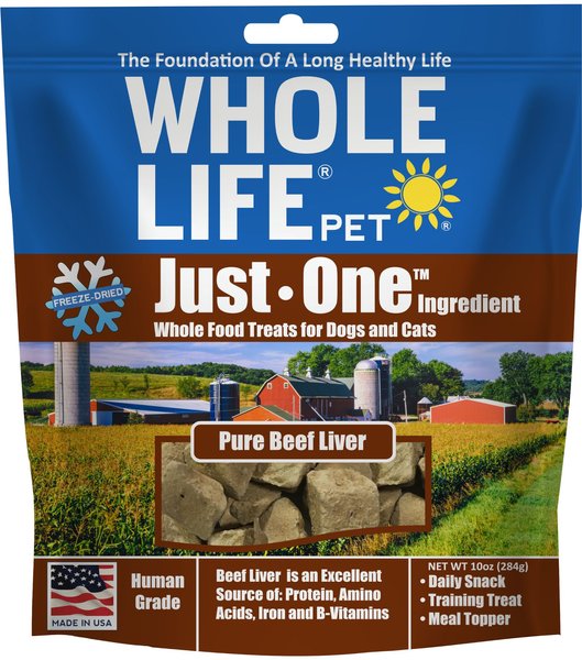 Whole Life Just One Ingredient Pure Beef Liver Freeze-Dried Dog & Cat Treats, 10-oz bag slide 1 of 12