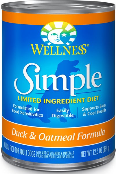 Wellness Simple Limited Ingredient Diet Duck & Oatmeal Formula Canned Dog Food, 12.5-oz, case of 12 slide 1 of 10