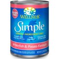 Wellness Simple Limited Ingredient Diet Grain-Free Whitefish & Potato Formula Canned Dog Food, 12.5-oz, case of 12