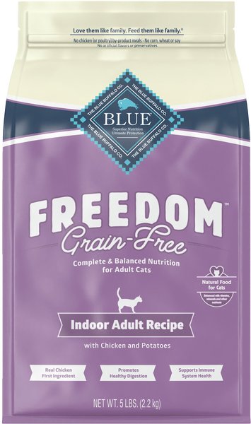 Blue Buffalo Freedom Indoor Adult Chicken Recipe Grain-Free Dry Cat Food, 5-lb bag slide 1 of 9