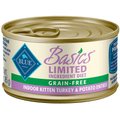 Blue Buffalo Basics Limited Ingredient Grain-Free Indoor Kitten Turkey & Potato Entree Canned Cat Food, 3-oz, case of 24