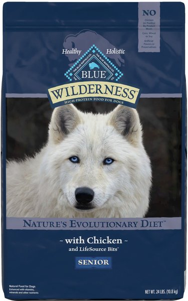 Blue Buffalo Wilderness Senior Chicken Recipe Grain-Free Dry Dog Food, 24-lb bag slide 1 of 10