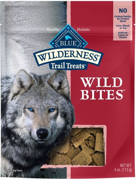 Blue Buffalo Wilderness Trail Treats Salmon Wild Bites Grain-Free Dog Treats, 4-oz bag slide 1 of 6