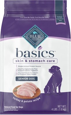 5. Blue Buffalo Basics Limited Ingredient in Turkey & Potato Recipe for Senior Dogs