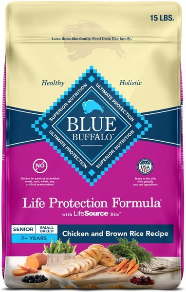 Blue Buffalo Life Protection Formula Small Breed Senior Chicken & Brown Rice Recipe Dry Dog Food, 15-lb bag slide 1 of 10
