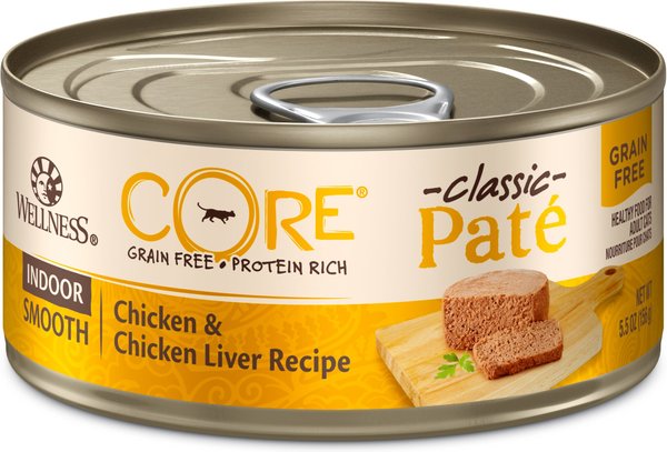 Wellness CORE Grain-Free Indoor Chicken & Chicken Liver Recipe Canned Cat Food, 5.5-oz, case of 24 slide 1 of 8