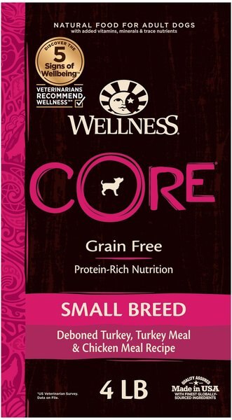 Wellness CORE Grain-Free Small Breed Turkey & Chicken Recipe Dry Dog Food, 4-lb bag slide 1 of 8