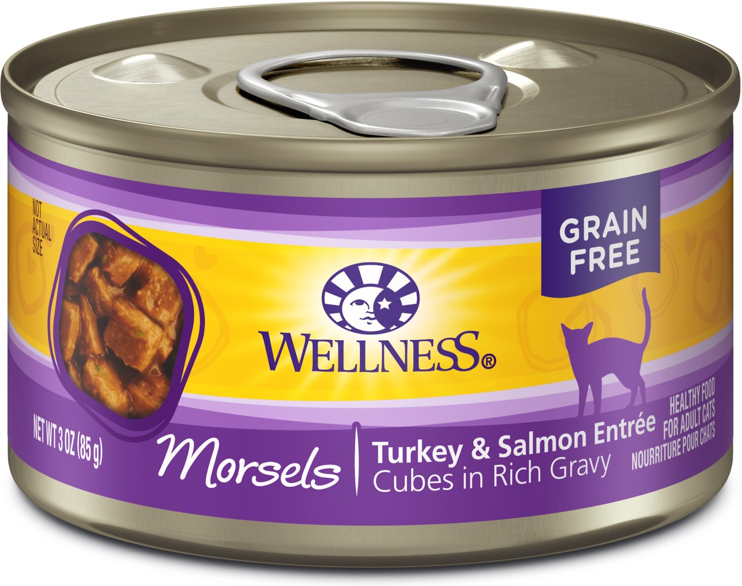 WELLNESS Cubed Turkey & Salmon Entree GrainFree Canned Cat Food, 3oz