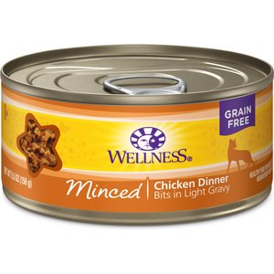 Wellness Minced Chicken Dinner Grain-Free Canned Cat Food, 5.5-oz, case of 24
