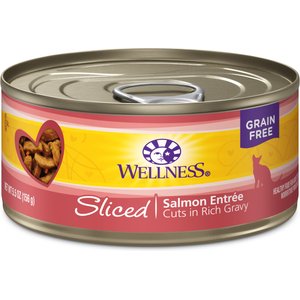 Wellness Sliced Salmon Entree Grain-Free Canned Cat Food, 5.5-oz, case of 24