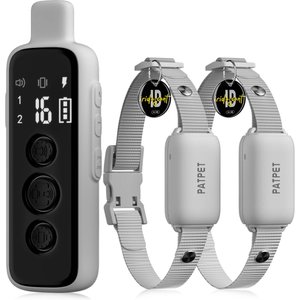 PATPET  NFC Pet ID Tag & 1000-ft Vibration Remote Dog Training Collar, Gray, 2 count