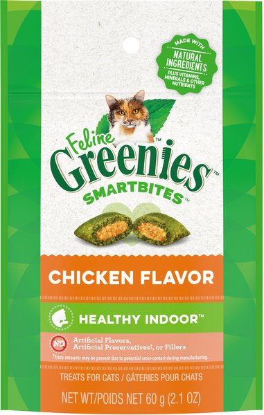 Greenies Feline SmartBites Healthy Indoor Chicken Flavor Cat Treats, 2.1-oz bag slide 1 of 9