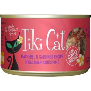 Tiki Cat Makaha Grill Mackerel & Sardine in Calamari Consomme Grain-Free Canned Cat Food, 6-oz can, case of 8