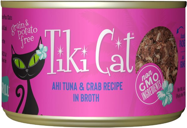 Tiki Cat Hana Grill Ahi Tuna with Crab in Tuna Broth Grain-Free Canned Cat Food, 6-oz, case of 8 slide 1 of 10