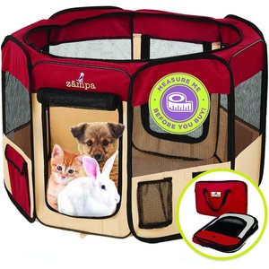 Zampa Pet Folding Soft-sided Dog & Cat Playpen, Red, X-Small