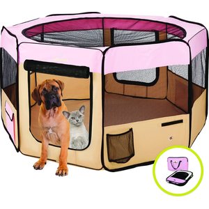 Zampa Pet Folding Soft-sided Dog & Cat Playpen, Pink, X-Small