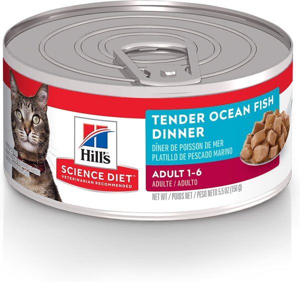Hill's Science Diet Adult Tender Ocean Fish Dinner Canned Cat Food, 5.5-oz, case of 24 slide 1 of 10