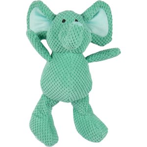 goDog Checkers Elephant Plush Squeaky Dog Toy, Green