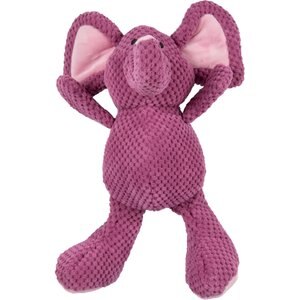 goDog Checkers Elephant Plush Squeaky Dog Toy, Violet