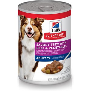 Hill's Science Diet Adult 7+ Savory Stew with Beef & Vegetables Canned Dog Food, 12.8-oz, case of 12