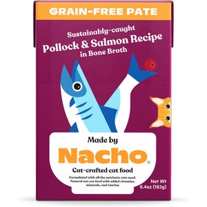 Made by Nacho Sustainably-Caught Pollock & Salmon Recipe in Bone Broth Pate Wet Cat Food, 6.4-oz tetra, case of 12