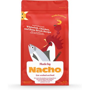 Made By Nacho Sustainably Caught Whitefish, Chicken & Bone Broth Recipe With Freeze-Dried Pork Livers Dry Cat Food, 4-lb bag