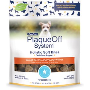 ProDen PlaqueOff System Holistic Oral Care Support Adult Dental Dog Treats, 6-oz bag, Count Varies