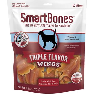 SmartBones Triple Flavor Wings Dog Treats, 10 count