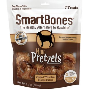 SmartBones Pretzel Dipped Peanut Butter Dog Treats, 7 count