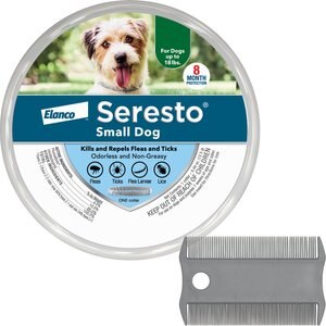 Seresto Flea & Tick Collar for Dogs, up to 18 lbs + Frisco Flea Comb for Cats & Dogs