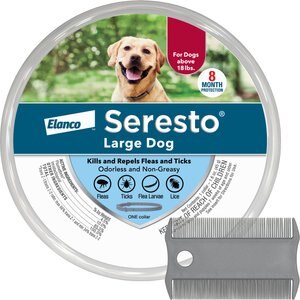 Seresto Flea & Tick Collar for Dogs, over 18 lbs + Frisco Flea Comb for Cats & Dogs