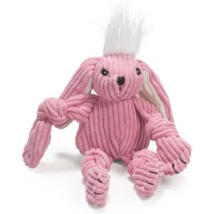 HuggleHounds Barnyard Durable Plush Corduroy Knottie Bunny Squeaky Dog Toy, Small