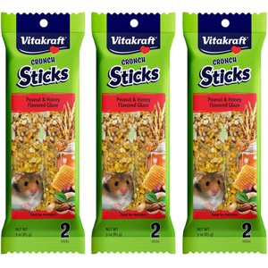 Vitakraft Crunch Sticks Peanut & Honey Small Pet Treats, 9-oz bag, 3 count