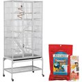 Large Bird Starter Kit: Yaheetech 69-in Parrot Cage with Detachable Stand, White + 2 other items