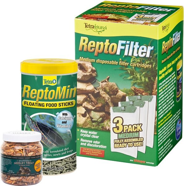 Reptile Starter Kit - Tetra ReptoMin Floating Sticks Turtle & Amphibian Food + 2 other items slide 1 of 7
