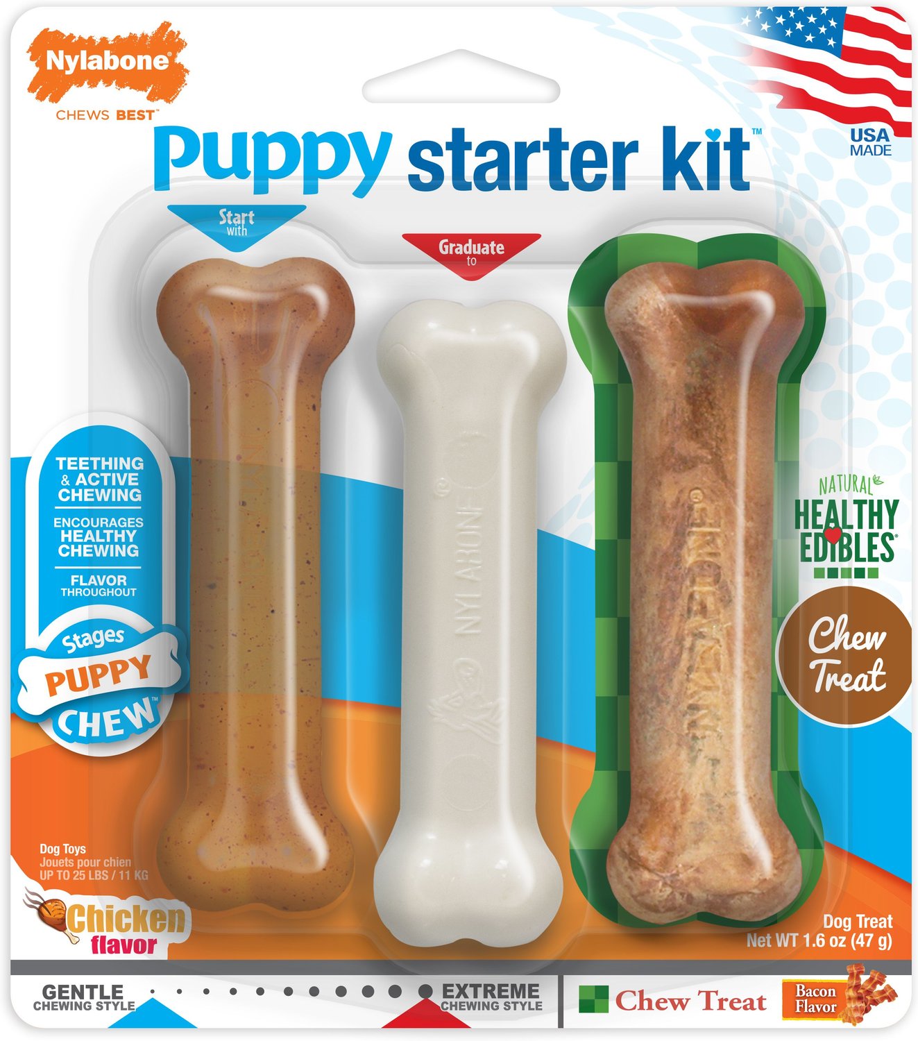Nylabone Puppy Chew Starter Kit Triple Pack Dog Bone Toys