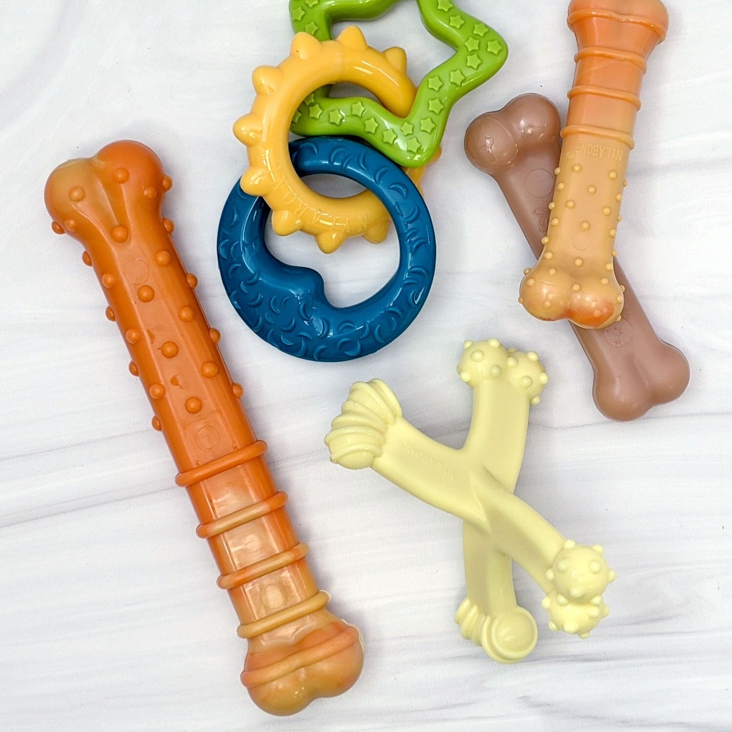 6 x 2.9 x 3 Inches Nylabone Puppy Teething Rings Multi-colour