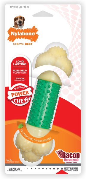 Nylabone Power ChewDouble Action Bacon Flavored Durable Dog Chew Toy, Medium  slide 1 of 11